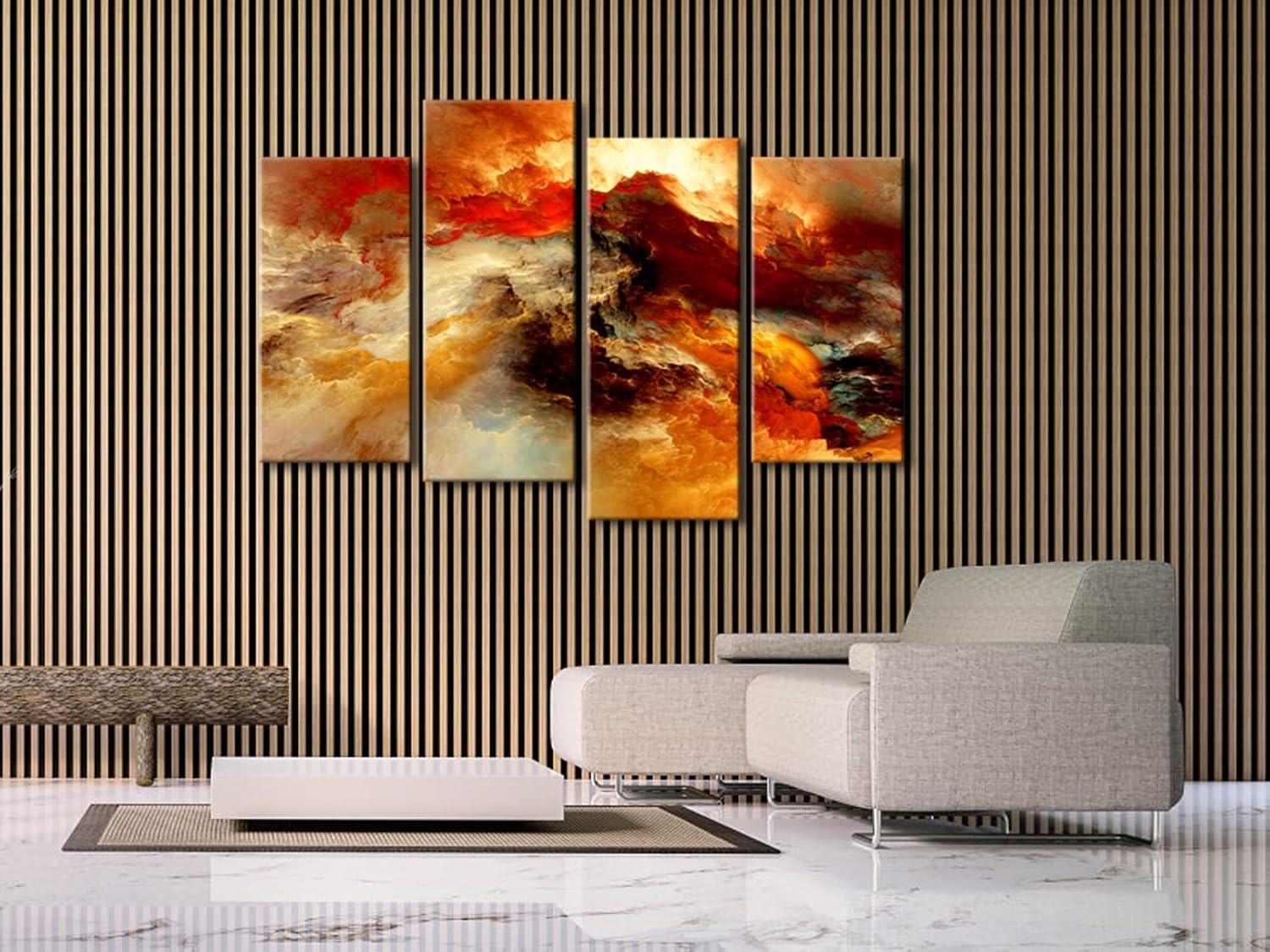 Pyradecor Large Canvas Prints Wall Art Colorful Clouds Landscape Pictures Paintings for Living Room Bedroom Home Decorations 4 Piece Modern Orange Abstract Stretched Artwork