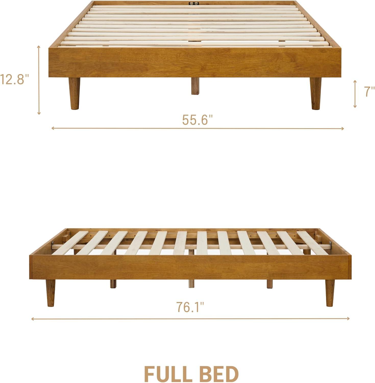 NTC Fly Solid Wood Bed Frame without Headboard and Silent Slats, 1000 lbs Capacity Bed Frame