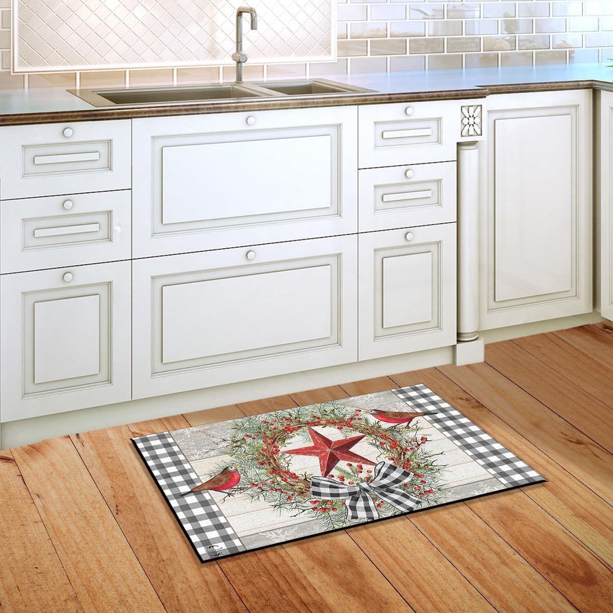 Briarwood Lane Doormat 30x18 Indoor Outdoor Berry Wreath Barnstar Winter For Winter Doormat