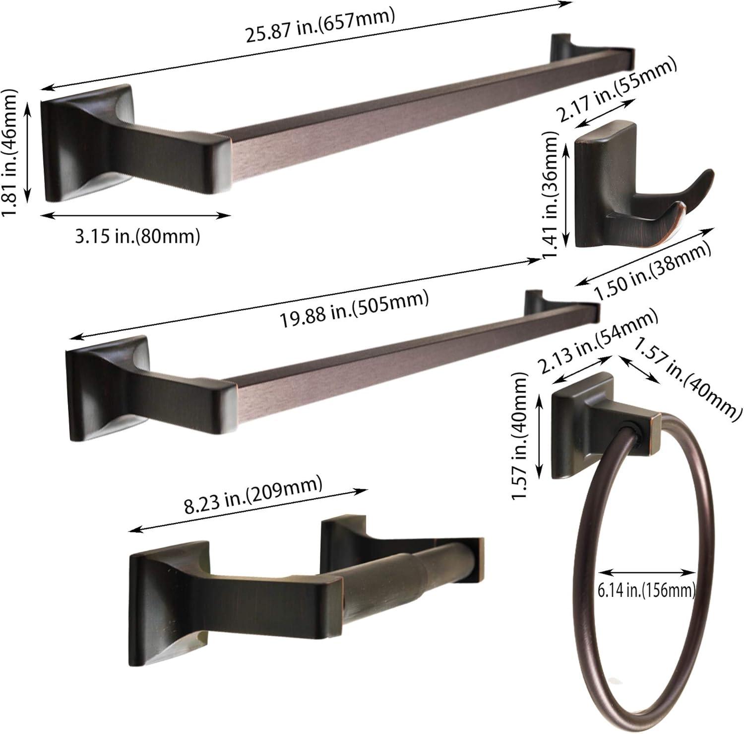 Oil-Rubbed Bronze 5-Piece Metal Bathroom Hardware Set