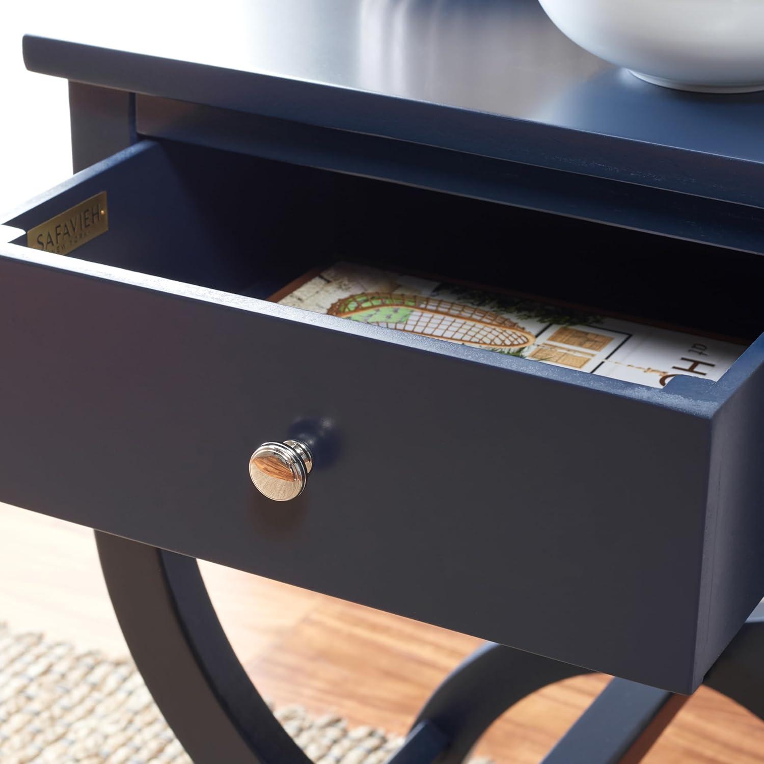 Maxine Accent Table With Storage Drawer - AMH6608G - Navy - Safavieh Couture
