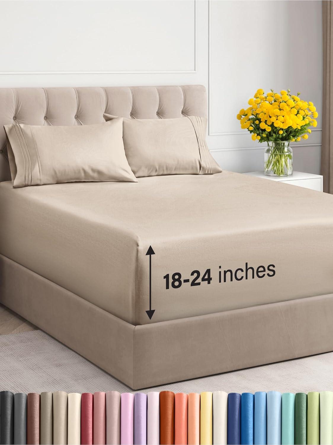 CGK Linens Extra Deep Pocket luxury Sheet Set - Solid Ultra Soft & Cooling Sheet Sets