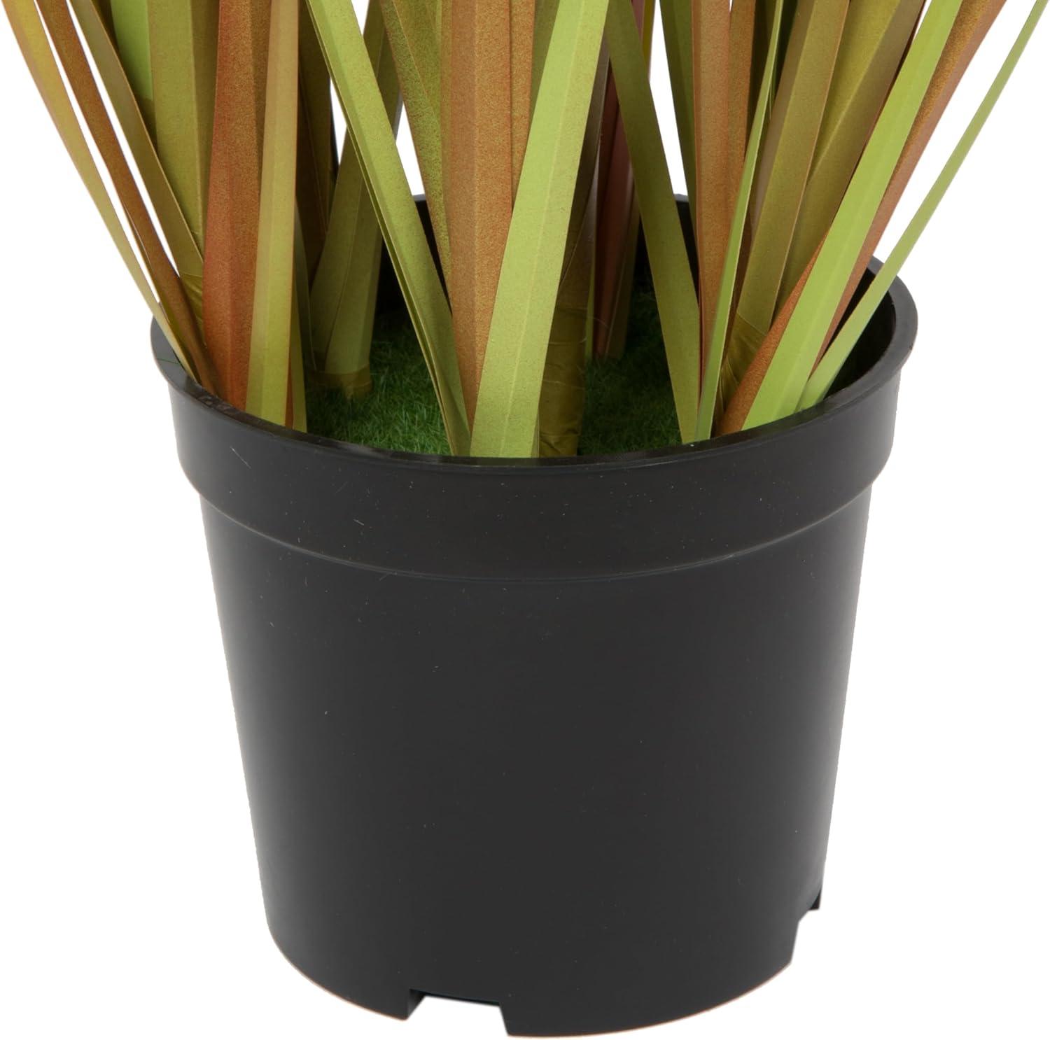 Autumnal Charm 24" Mixed Brown PVC Grass in Black Pot