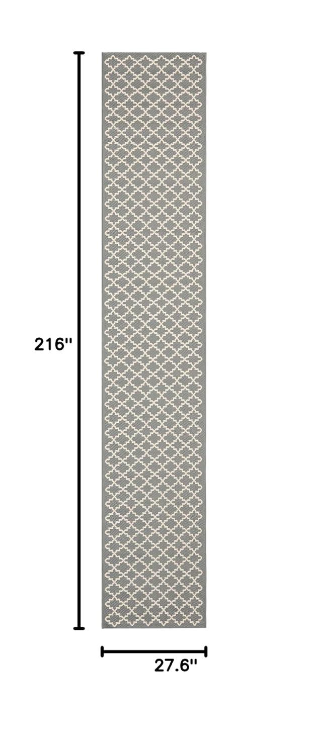 Courtyard CY6919 Power Loomed Indoor and Outdoor Runner Rug - Anthracite/Beige - 2'3"x18' - Safavieh