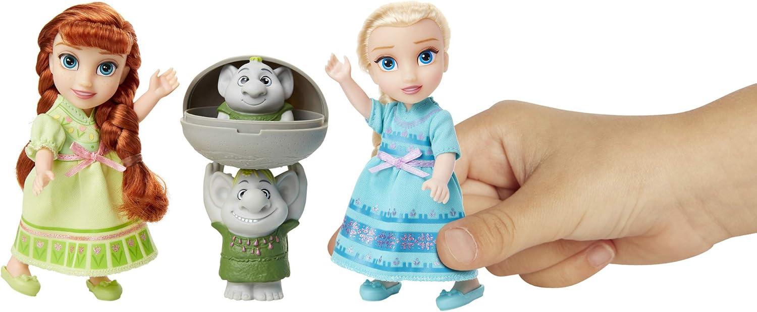 Disney Frozen 6 inch Petite Princess Anna and Elsa Fashion Dolls includes Surprise Trolls