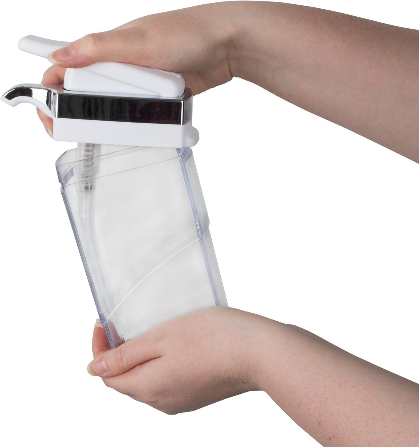 Casabella Sink Sider Duo Soap Dispensers with Sponge, for Dish & Hand Soap, Chrome Plating, White