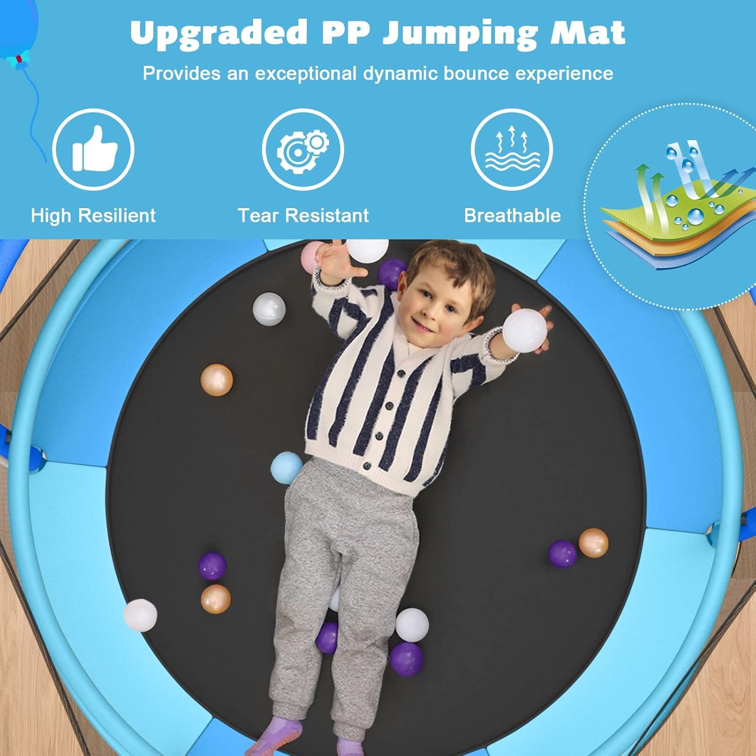 Gymax 5FT Kids 3-in-1 Game Seamless Trampoline W/ Enclosure Net Spring Pad In/ Outdoor