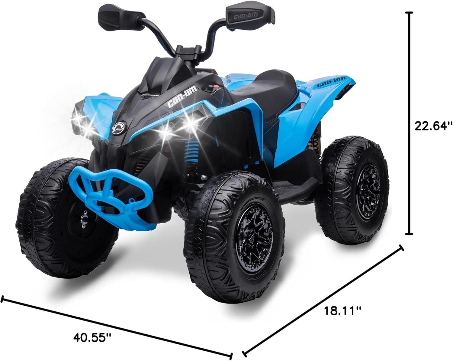 Blue 12V Electric Kids Quad with LED Lights and Remote Control