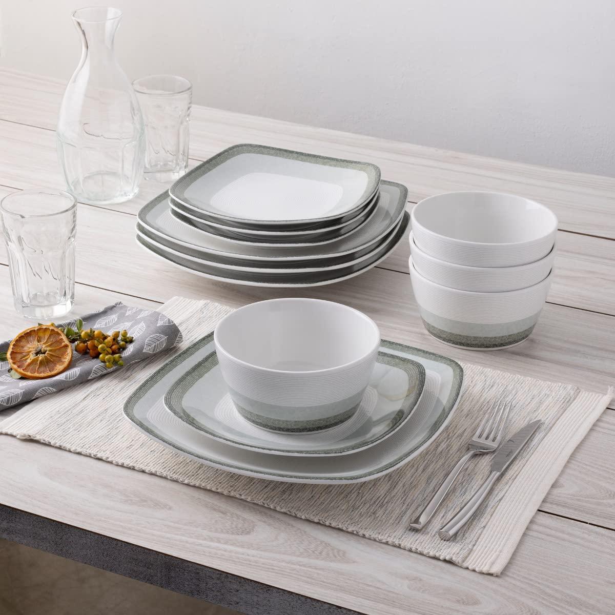 Noritake Colorscapes Layers Square 12-Piece Dinnerware Set, Service for 4