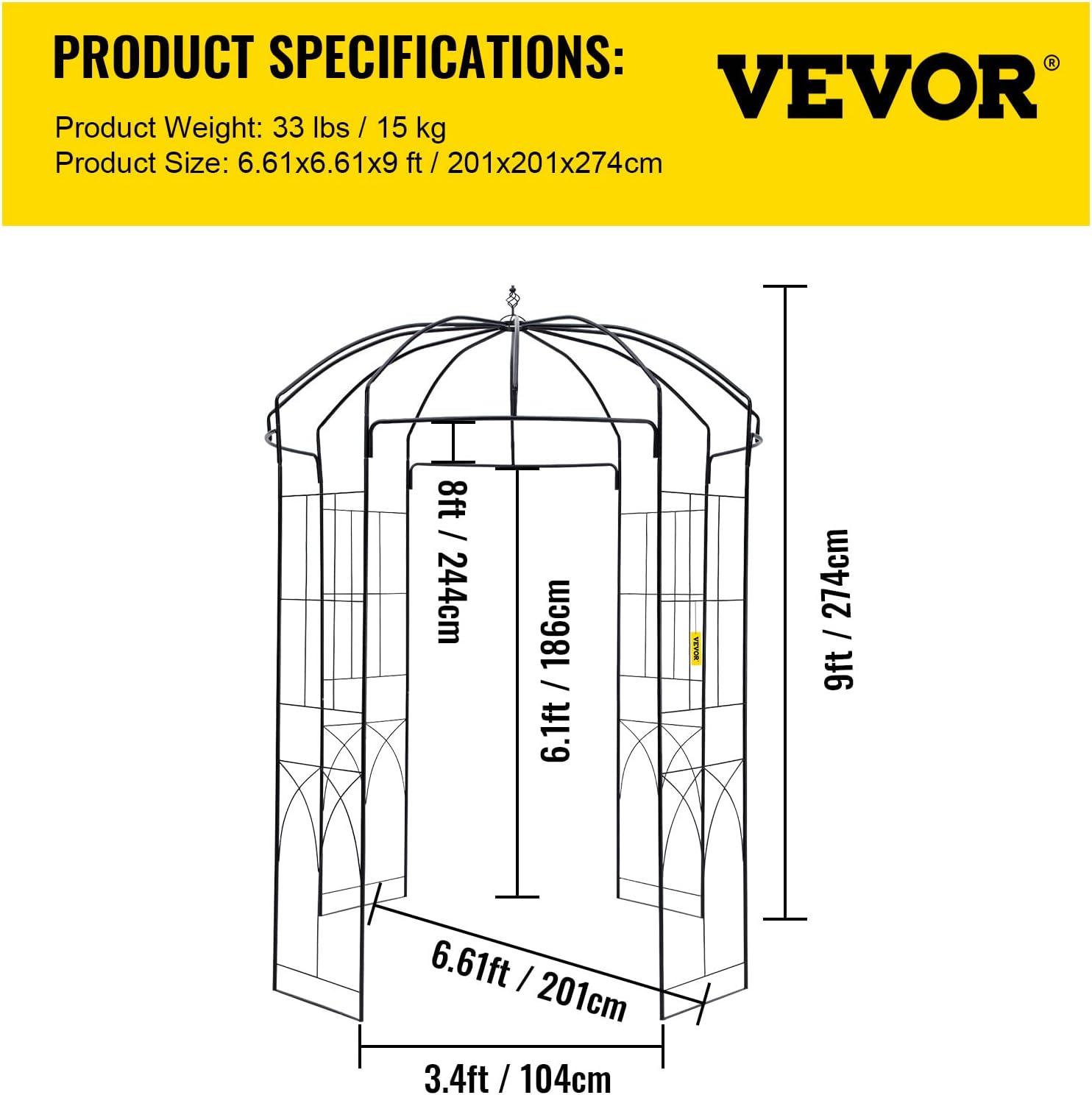 Black Wrought Iron Birdcage Garden Arbor Trellis