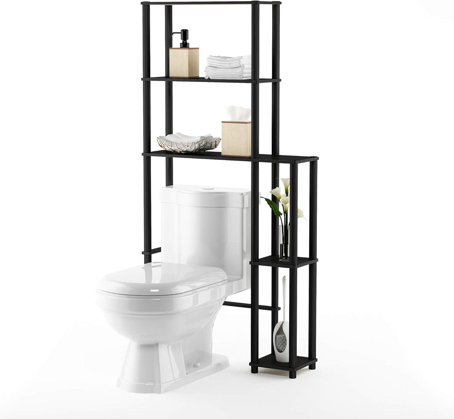 Furinno 3-Tier Over-The-Toilet Space Saver Rack Bathroom Shelf with 5 Shelves,Espresso/Black