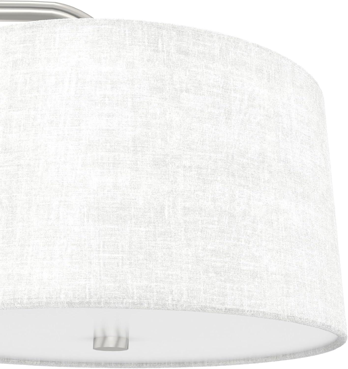 Cottage Hill Brushed Nickel 4-Light Linear Island Pendant with Off-White Linen Shade