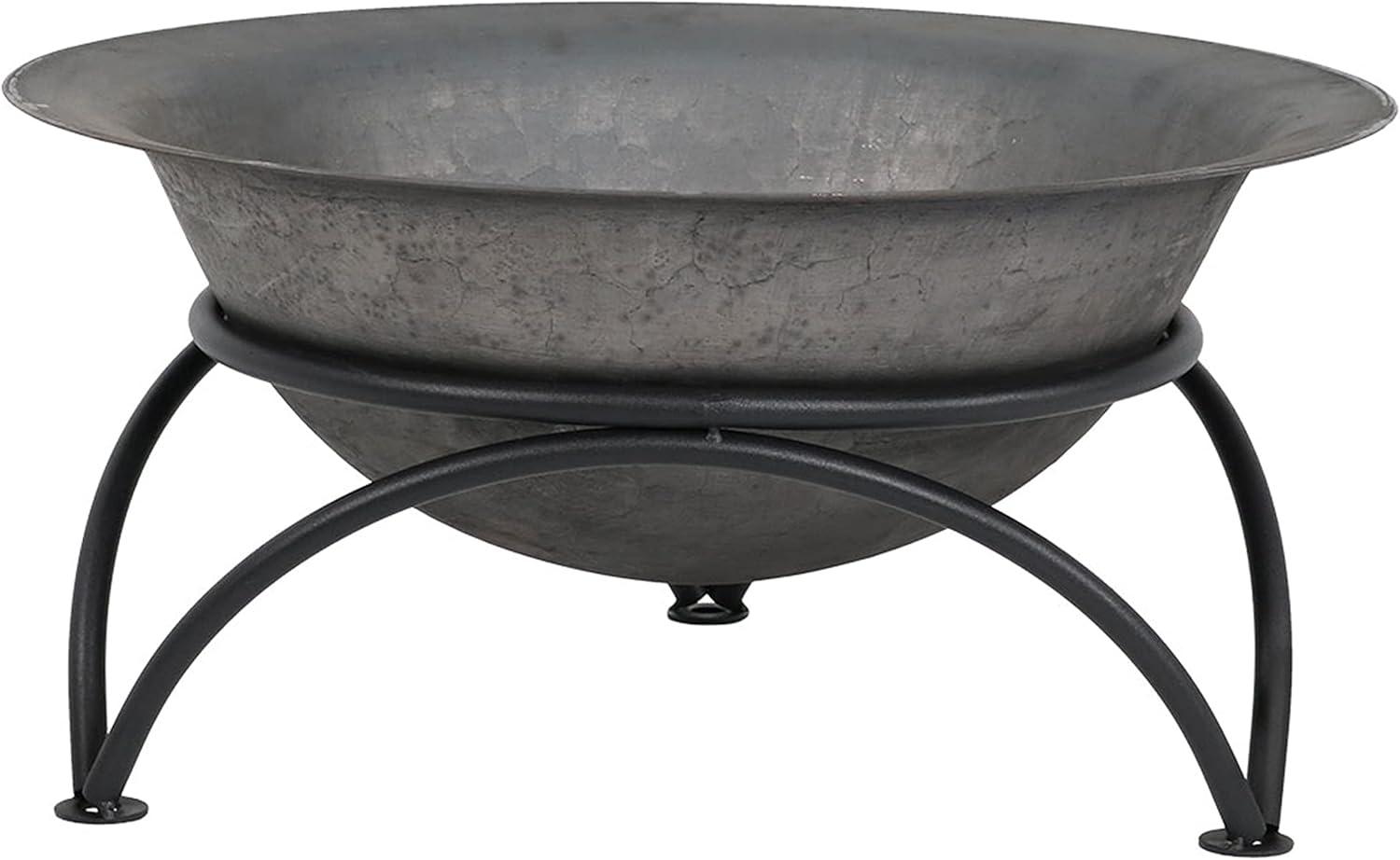 23.5" Round Wood-Burning Dark Gray Finish Cast Iron Fire Pit Bowl and Stand