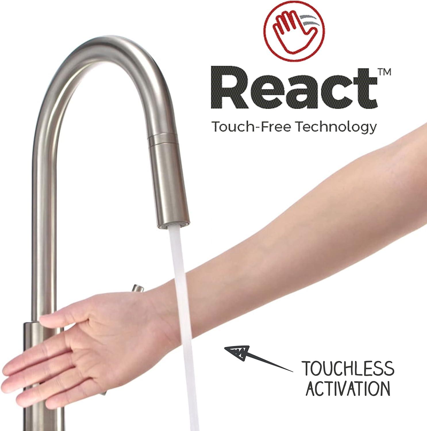 Sleek Chrome 16'' High Arc Pull-Down Kitchen Faucet with Touchless Spray