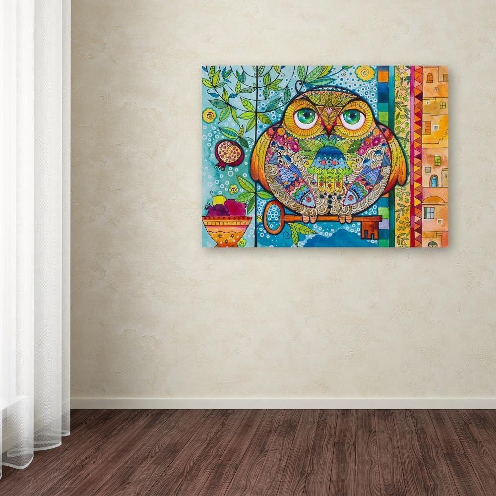 Trademark Fine Art -Oxana Ziaka 'Judaica Folk Owl' Canvas Art