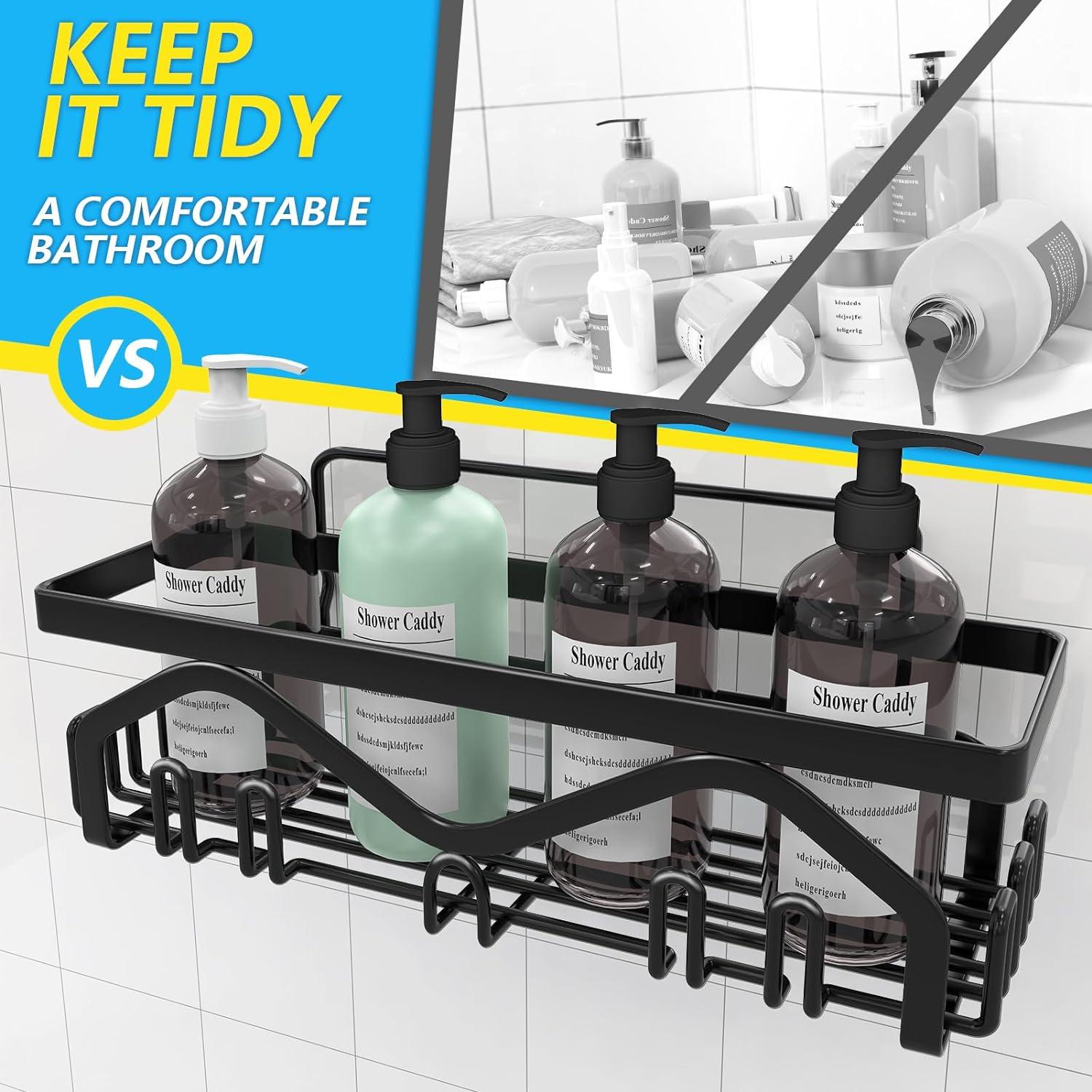 5 Pack Shower Caddy Rustproof Stainless Steel Bathroom Shower Organizer Wall-Mounted Shower Shelves for Convenient Storage