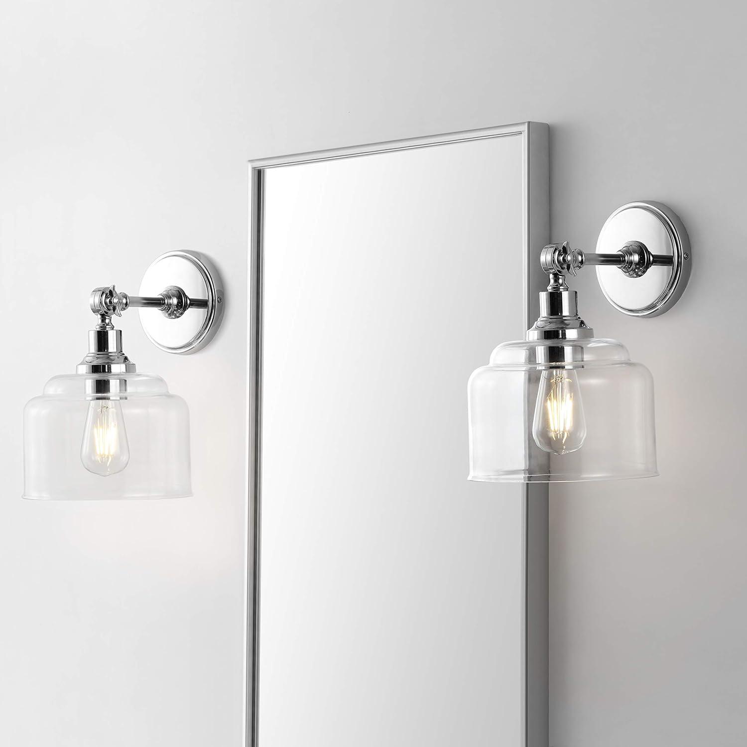 Lansor Wall Sconce (Set of 2) - Chrome/Clear - Safavieh.