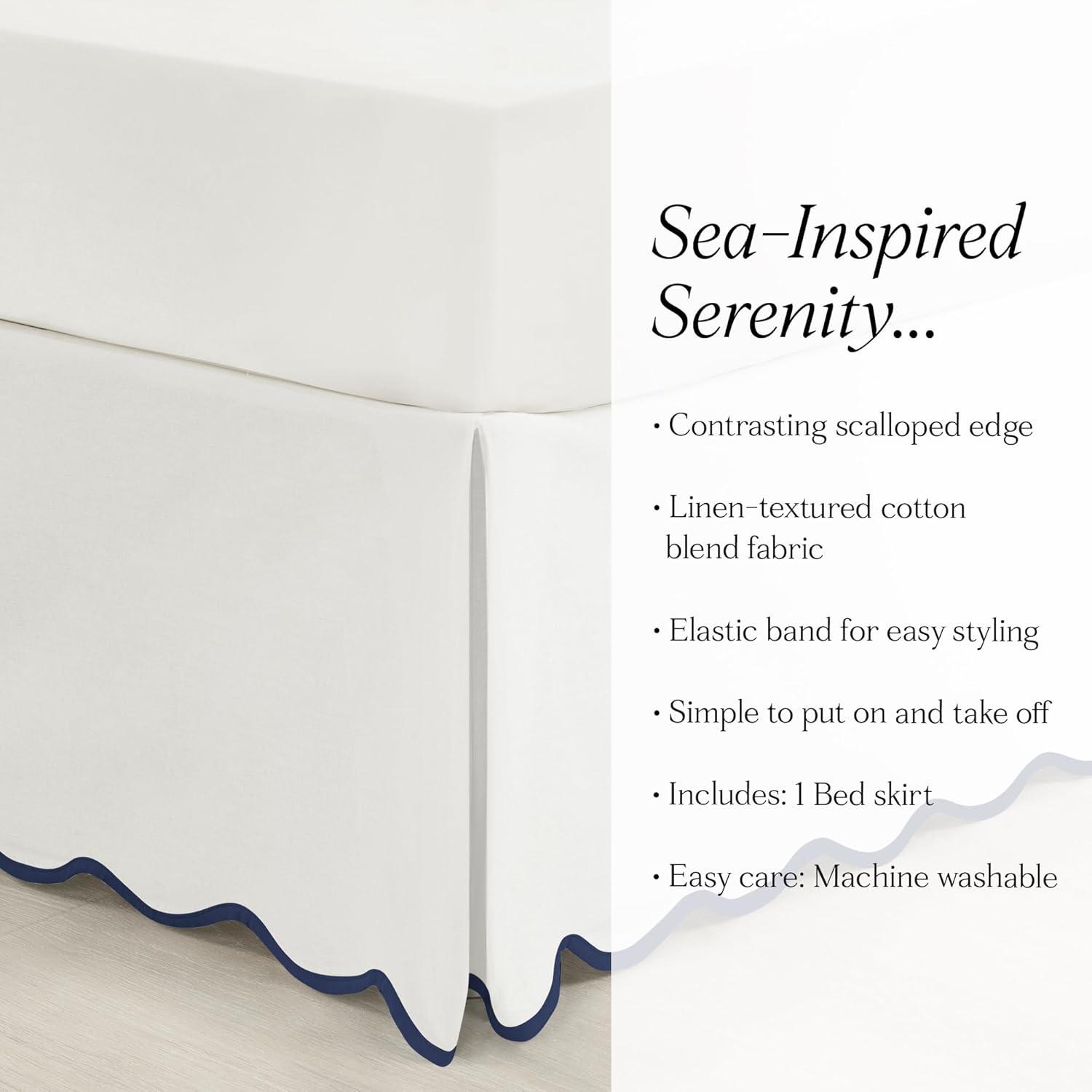 Lush Decor Coastal Chic Scallop Wrap Around Bed Skirt