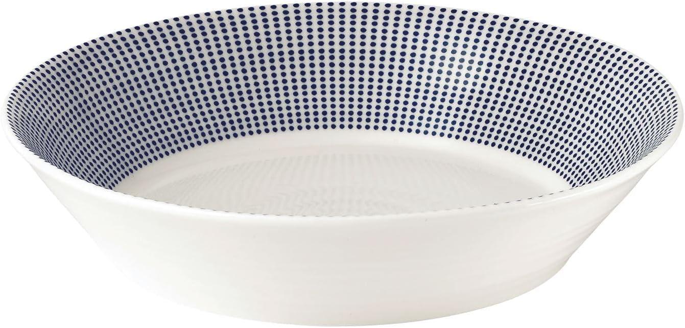Coastal Breeze 9" Porcelain Pasta Bowl with Polka Dot Design
