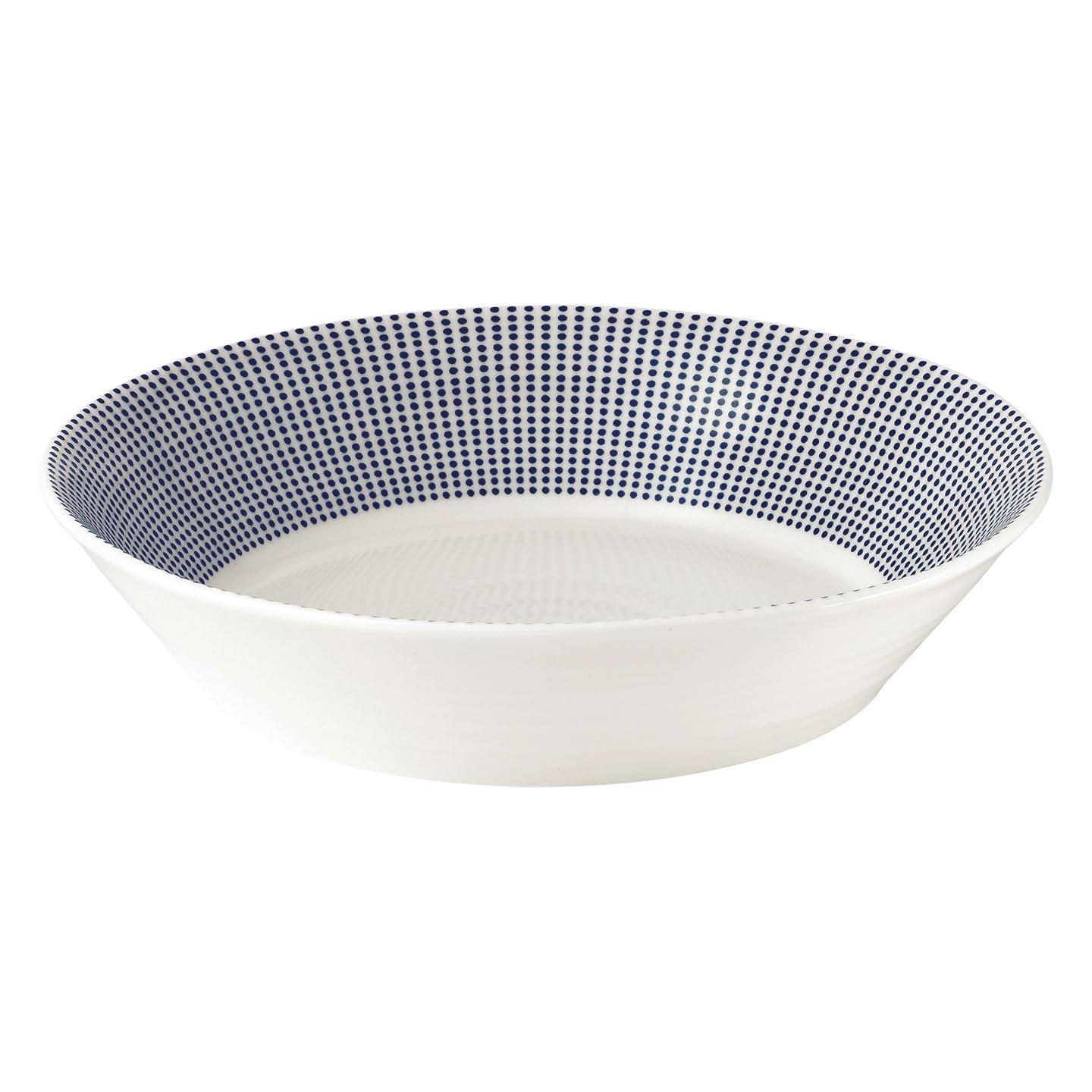 Coastal Breeze 9" Porcelain Pasta Bowl with Polka Dot Design