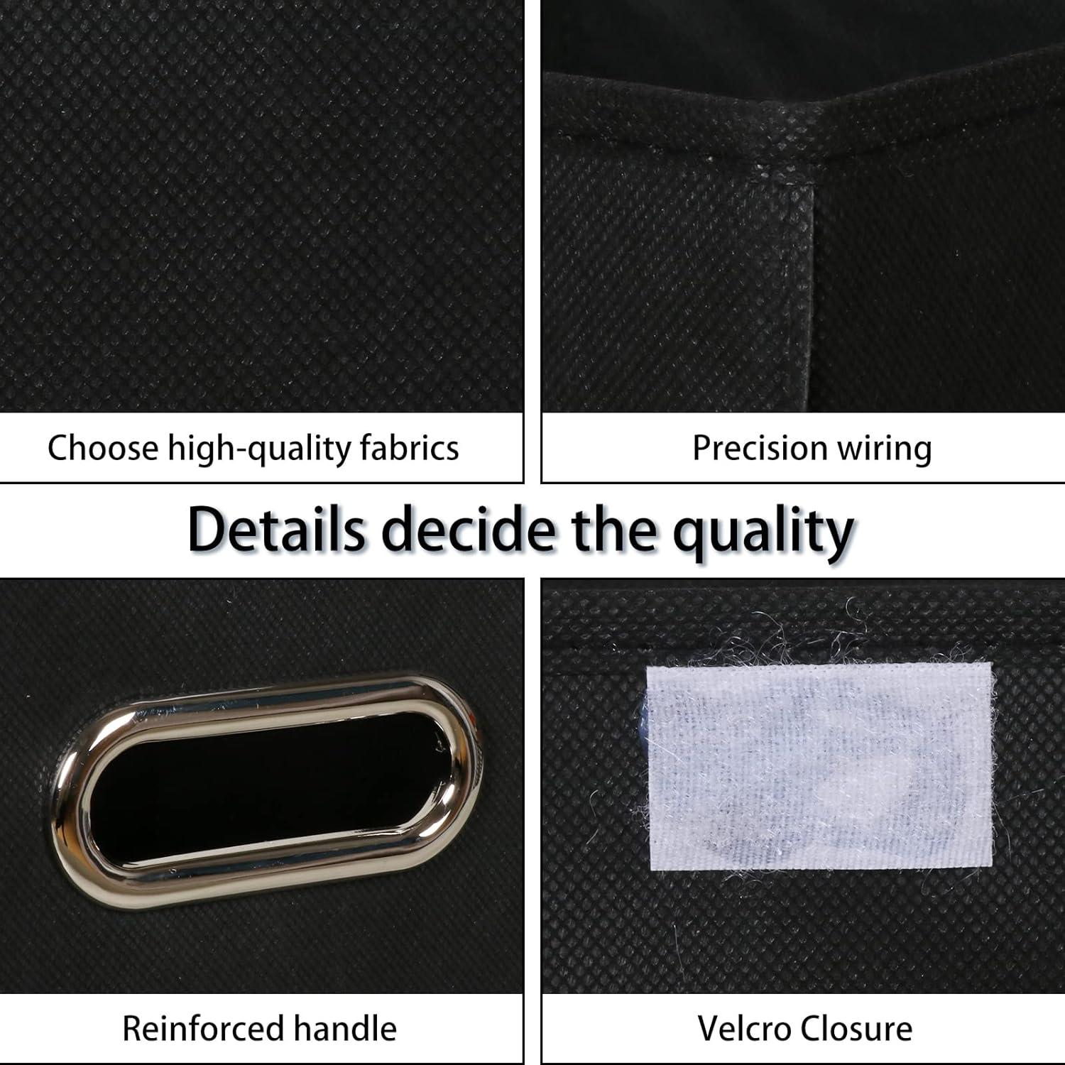 Fabric Storage Cube Bins with Lids Closet Organizers collapsible storage bins basket with Handles for Home,Storage Boxes for Organizing,3 Pack,(black)