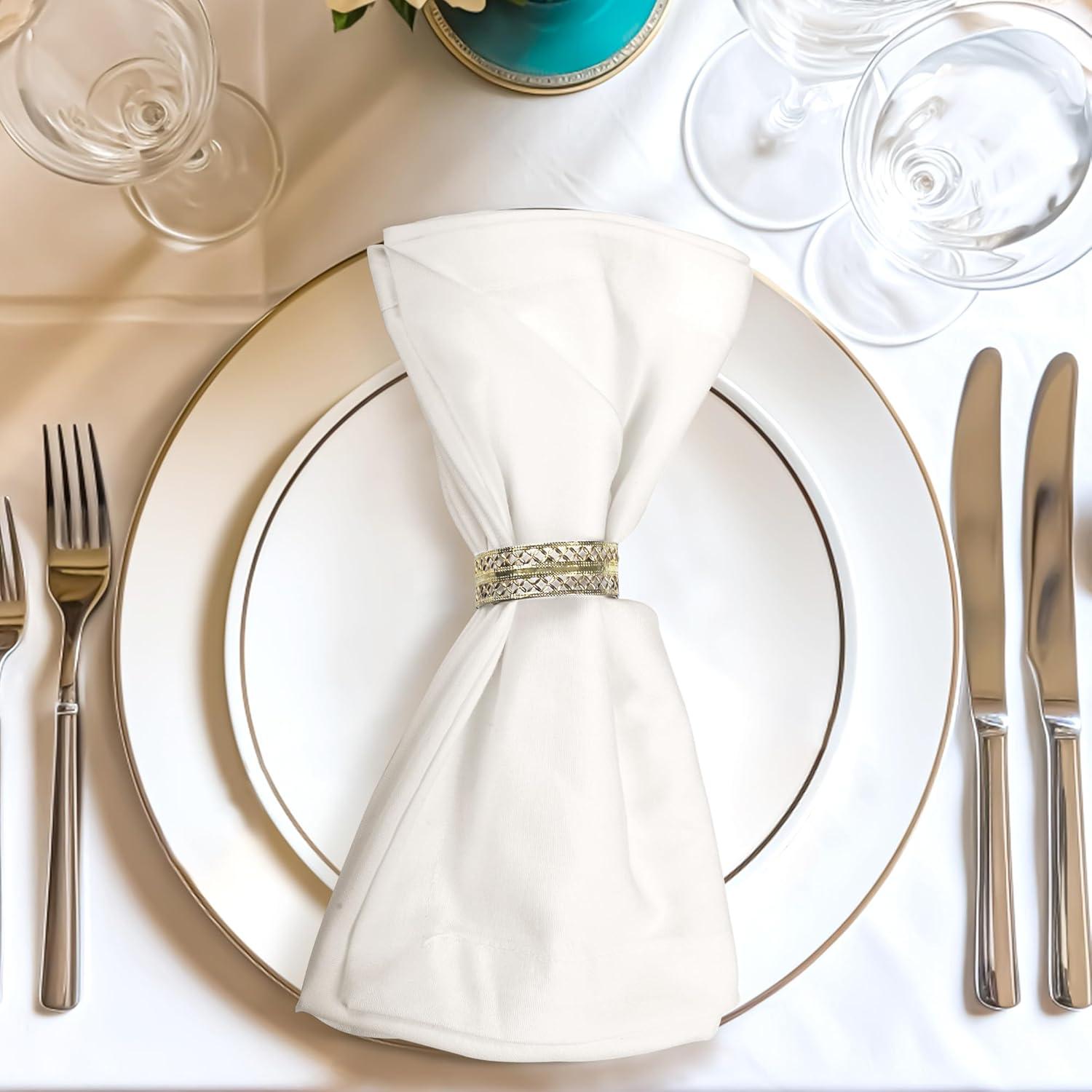 Urban Villa Ivory Cloth Napkins 100% Cotton Dinner Napkins (Set of 12) 18x18 Inches Absorbent Soft Durable Reusable and Washable Napkins - Ideal for Everyday Use Parties Wedding Spring Summer Easter