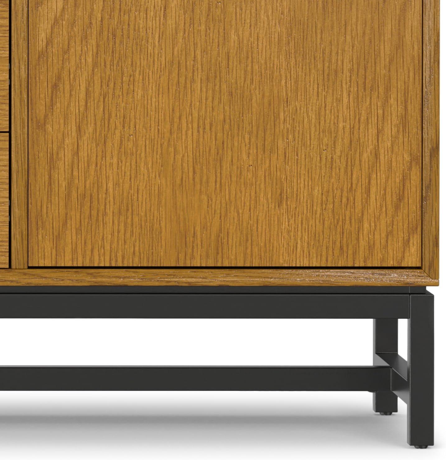 Simpli Home Banting 60"W Solid Wood Industrial 2-Door Sideboard Buffet with 4 Center Drawers