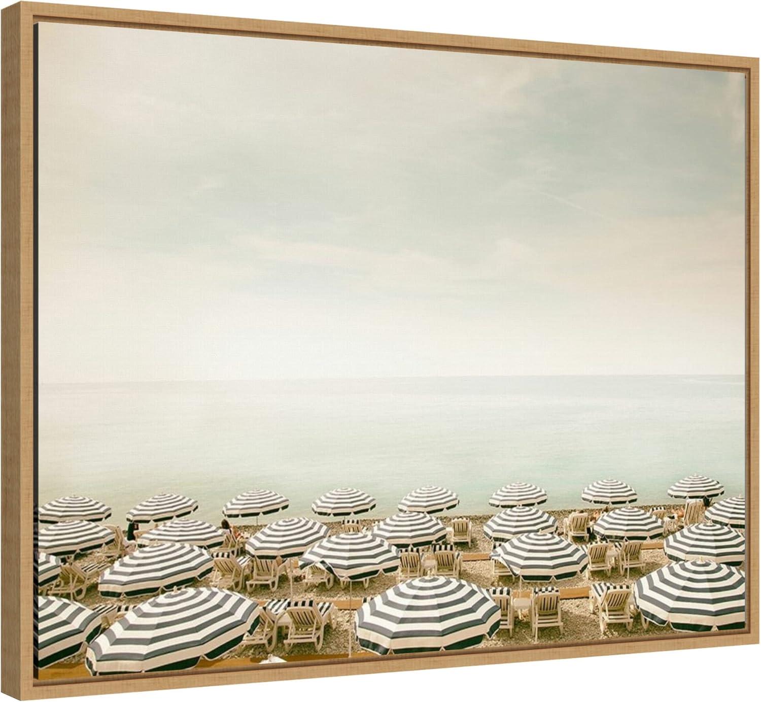 24" x 18" Seaside 4 by Carina Okula Framed Canvas Wall Art - Amanti Art: Modern Lithograph, Sawtooth Back Mount