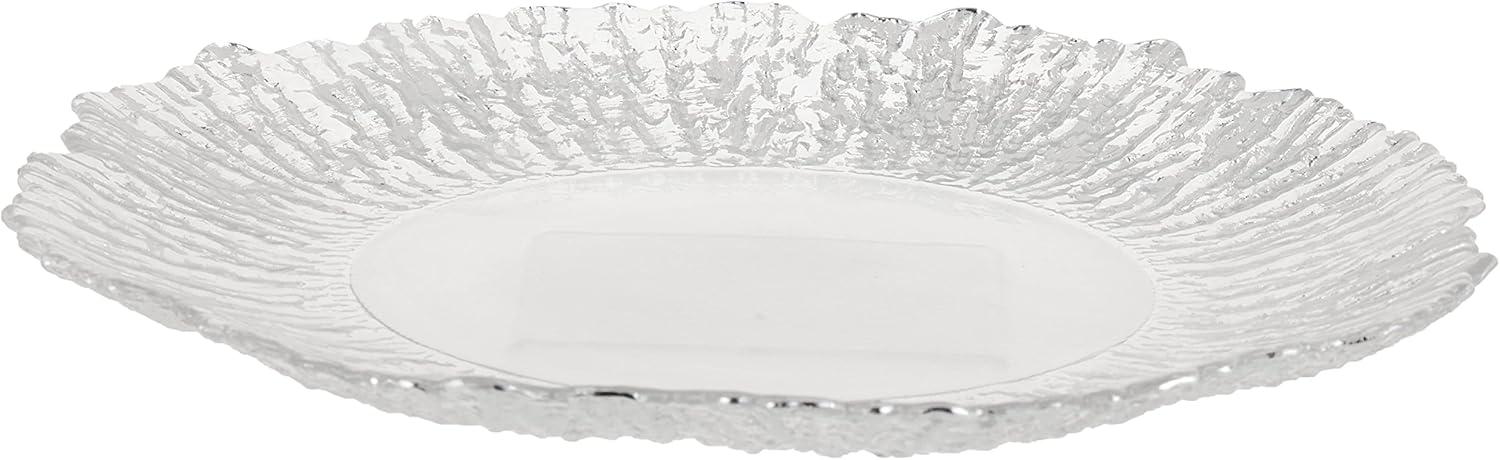 Silver Glass Flower Pattern Charger Plate, 14-inch