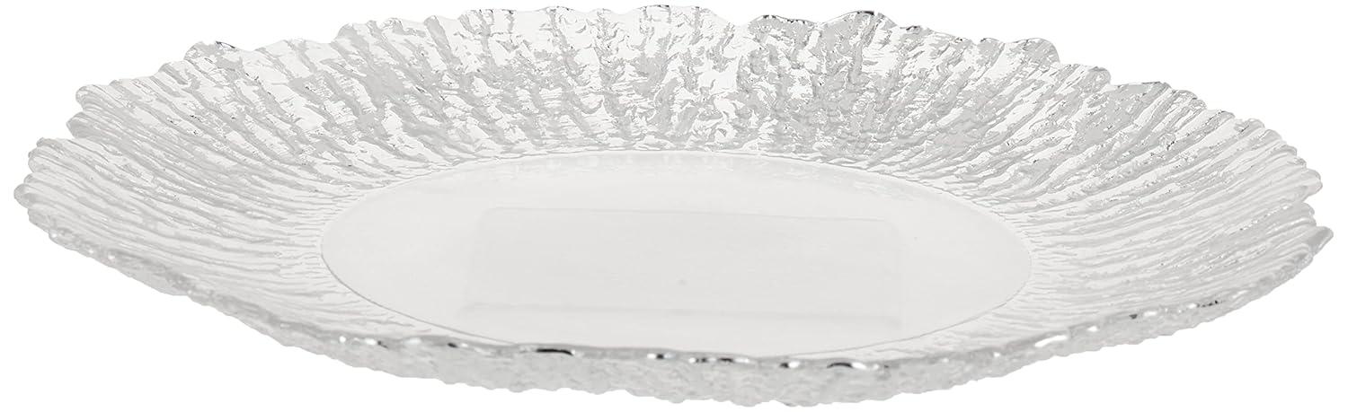 Silver Glass Flower Pattern Charger Plate, 14-inch