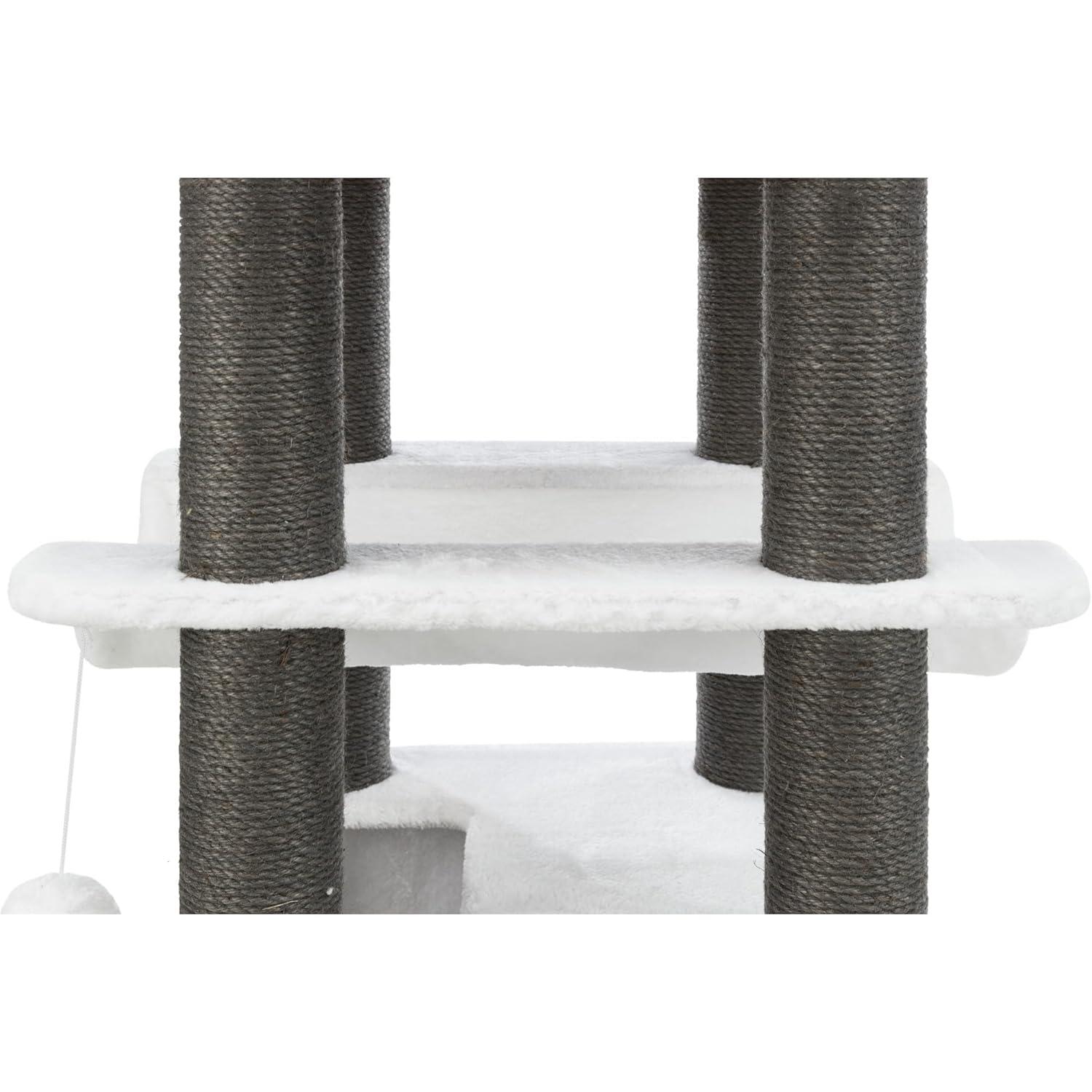 TRIXIE TRIXIE Lucano 43.3" XXL Cat Tree - Sisal Scratching Posts, Plush Covered House, Cat Beds, Platforms, Two Hanging Toys