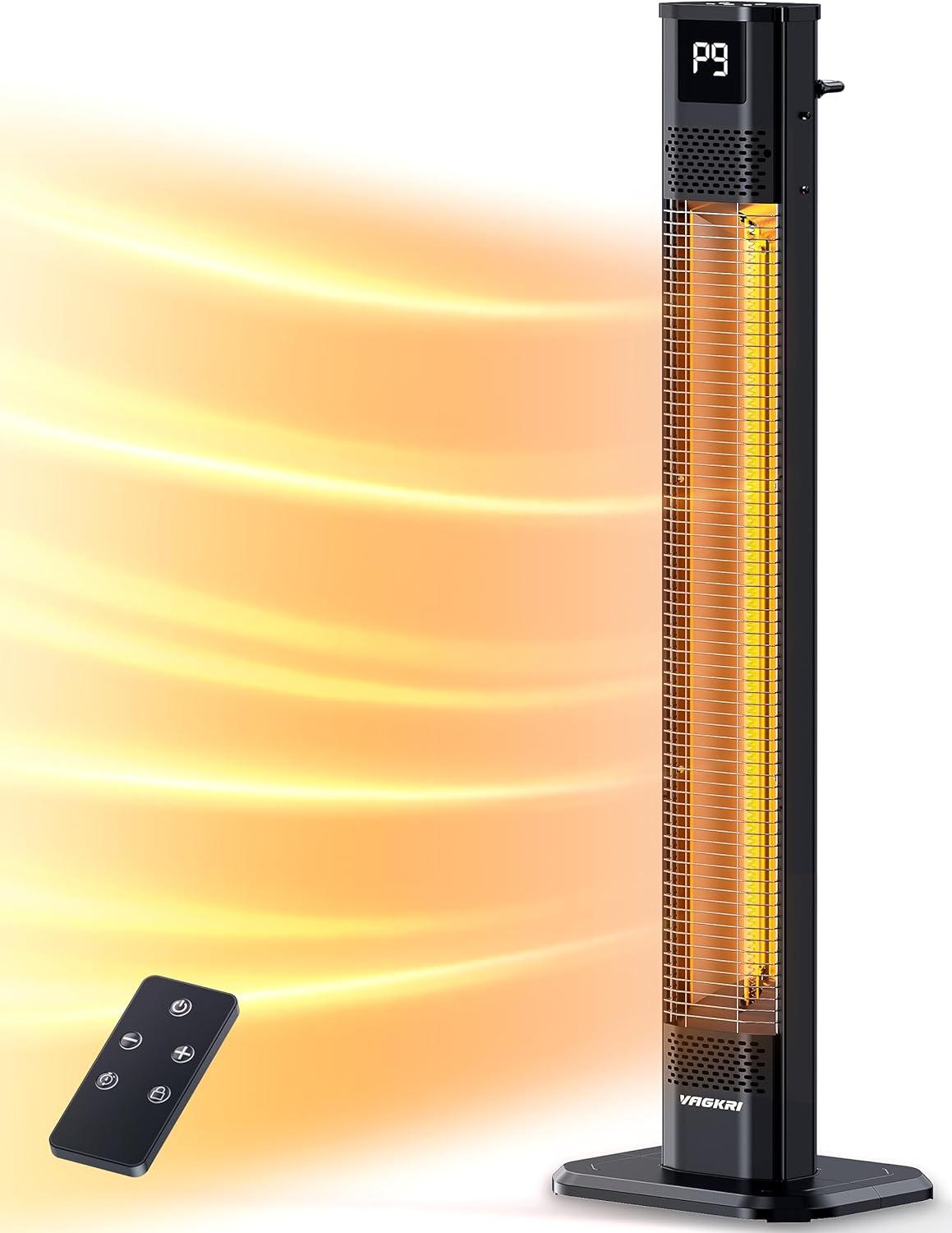 42-Inch Black Aluminum Electric Outdoor Tower Heater