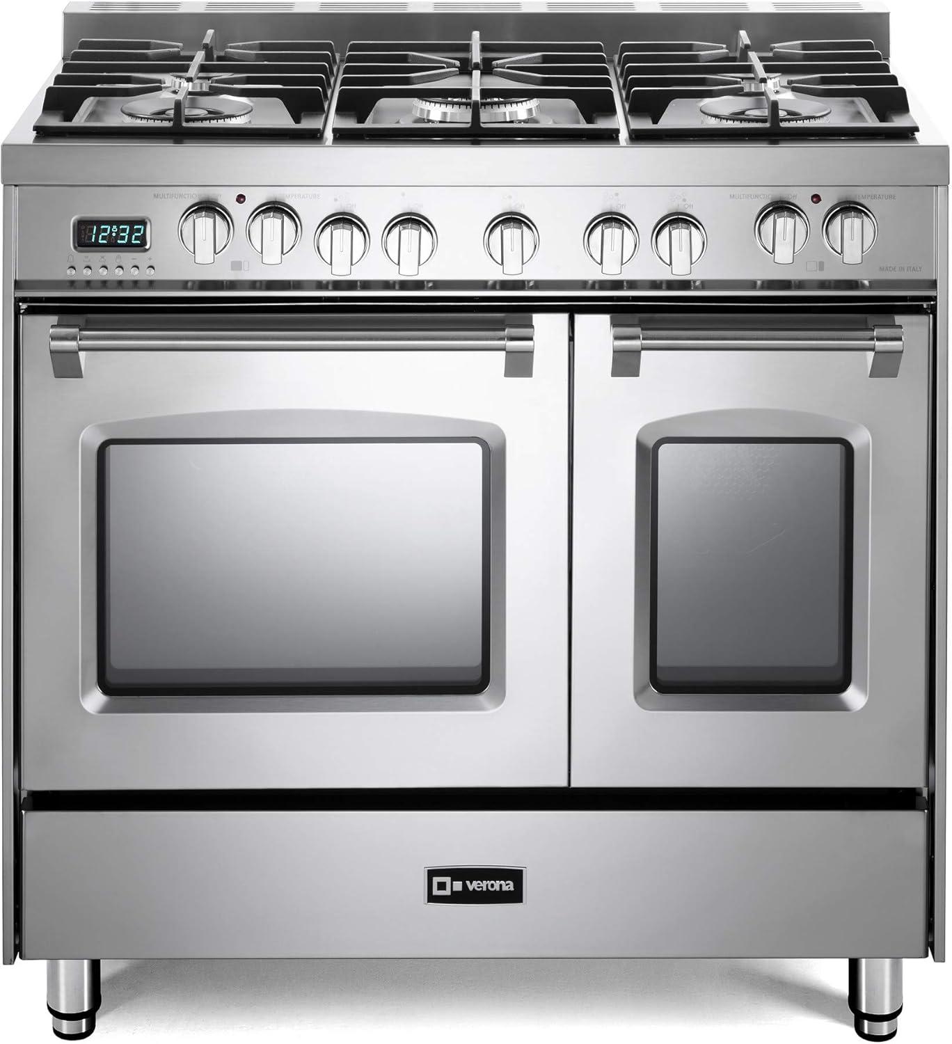 Verona 36" Stainless Steel Dual Fuel Double Oven Range