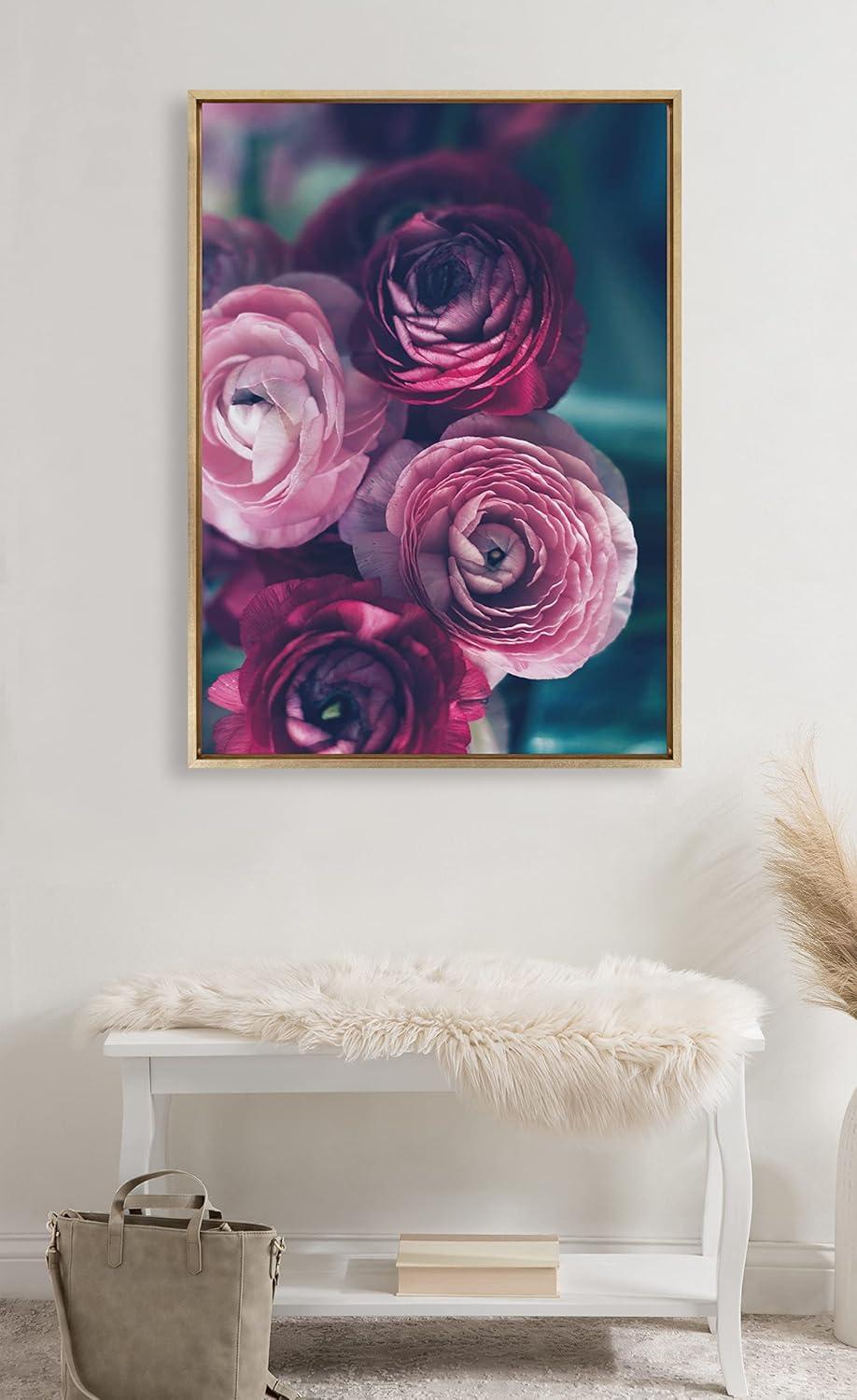 Gold Framed Floral Canvas Wall Art, 28x38