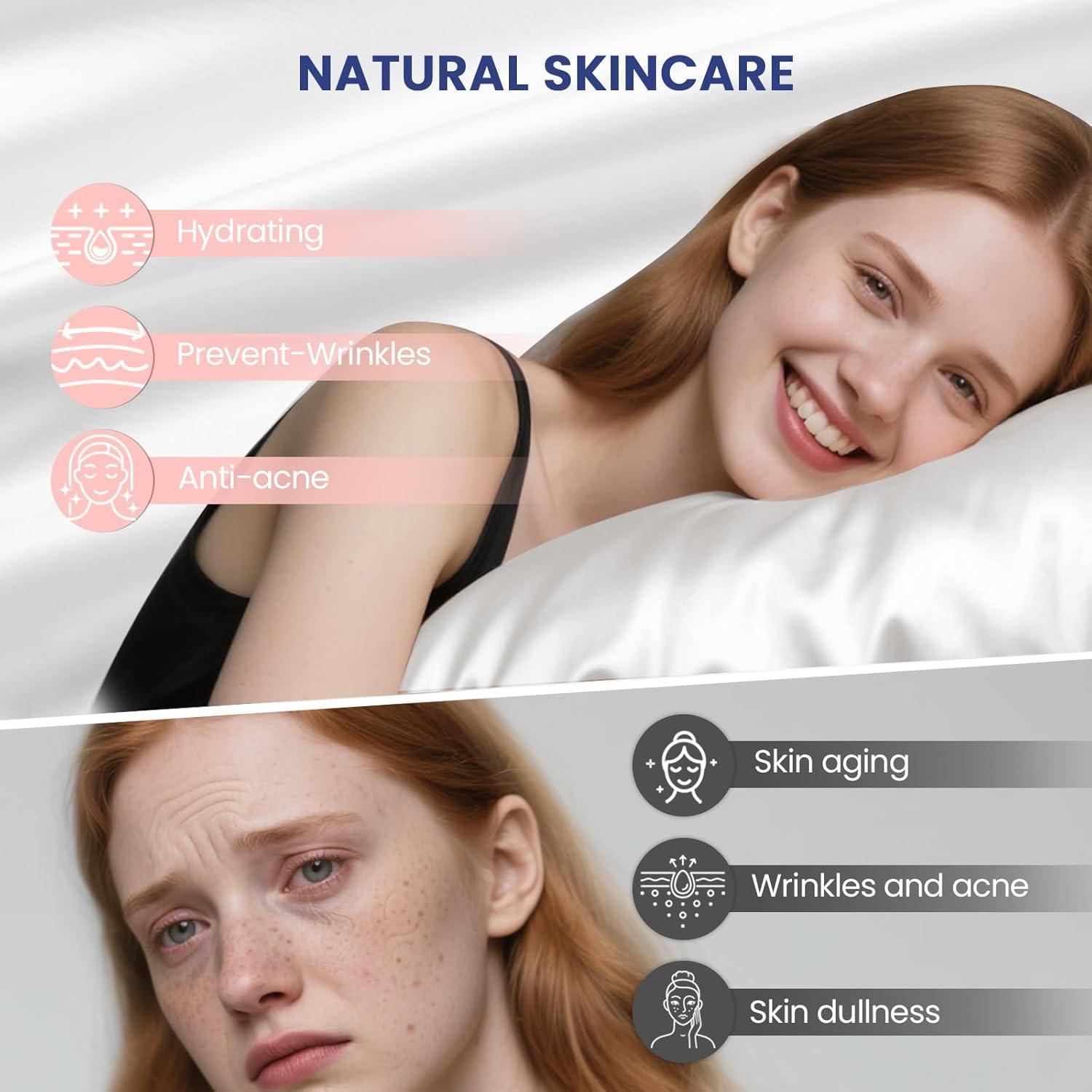 Ravmix Silk Pillow Cases with Zipper, 21 Momme Mulberry Silk Pillowcase for Hair Skin Health, Soft Smooth Breathable Cool Pillow Cover for Beauty Sleep with Gift Box(Queen 20"x30", Ivory White) 1PC