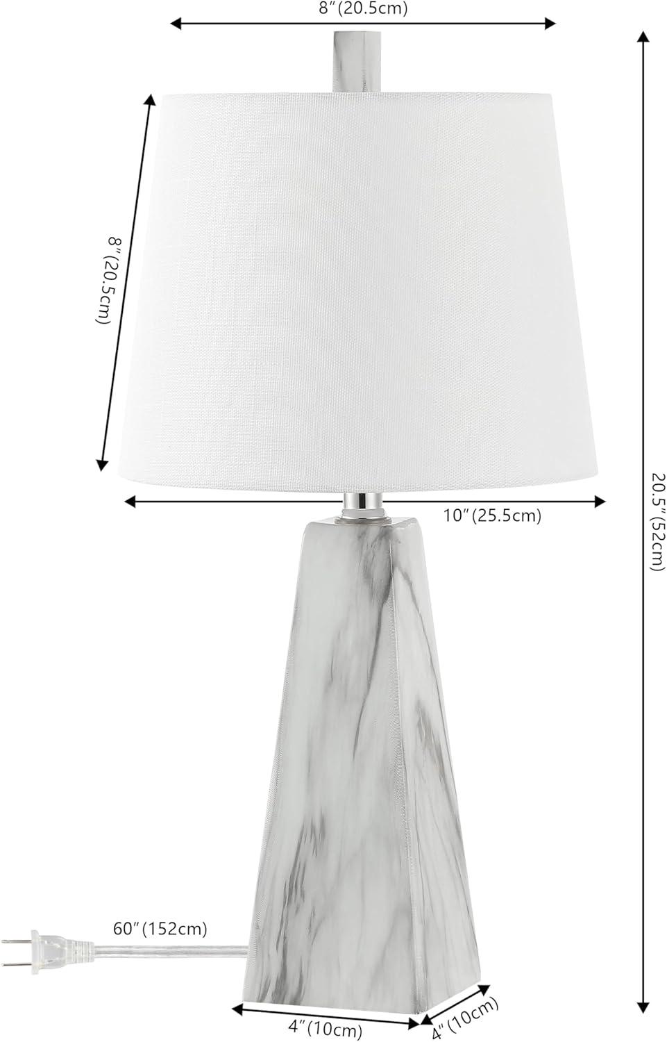 Owen 20.5" Resin LED Table Lamp, White Marble Finish by JONATHAN Y