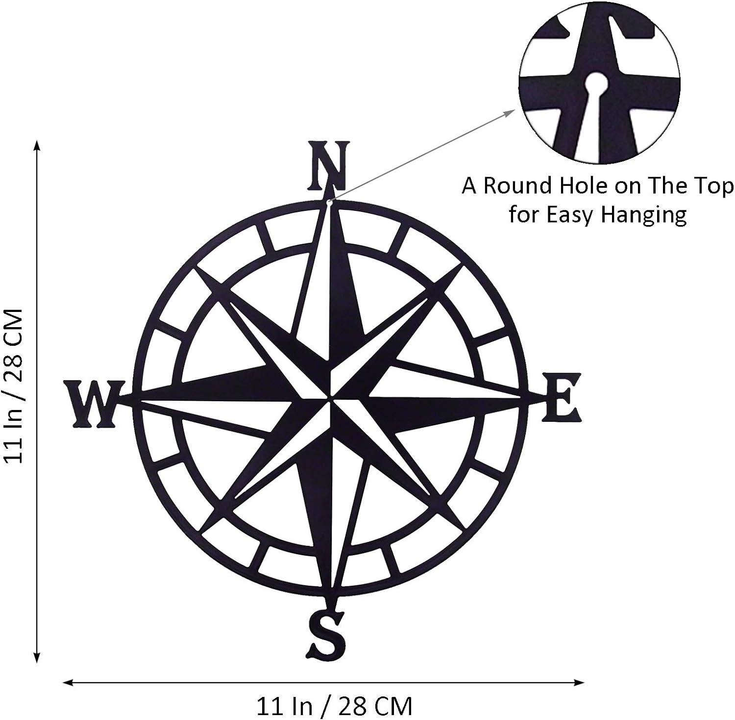 Apmemiss Clearance 11 Inches Metal Decorative Nautical Compass Wall Decor, Living Room Bedroom office Porch Garden Patio Signs Wall Hanging Art Beach theme Home Decoration