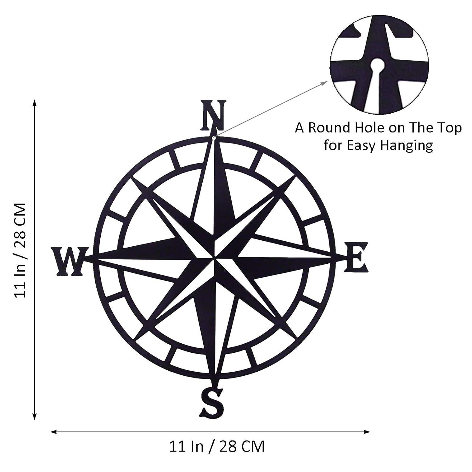 Apmemiss Clearance 11 Inches Metal Decorative Nautical Compass Wall Decor, Living Room Bedroom office Porch Garden Patio Signs Wall Hanging Art Beach theme Home Decoration