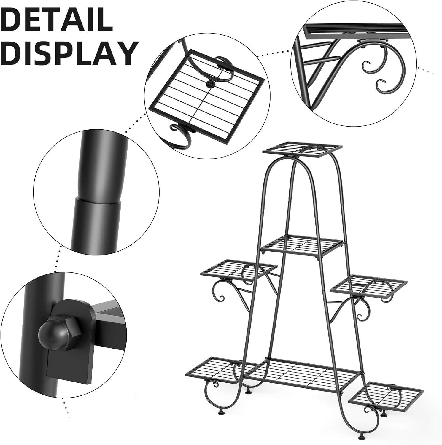 Black Iron 7-Tier Indoor Outdoor Plant Stand