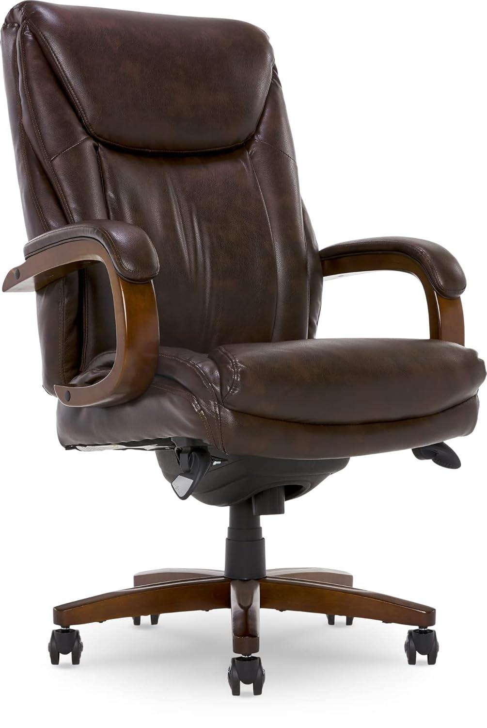 La-Z-Boy La-Z-Boy Edmonton Big & Tall Executive Office Chair, ComfortCore with Memory Foam Cushions, Real Wood Arms and Base, Waterfall Seat Edge, Bonded Leather