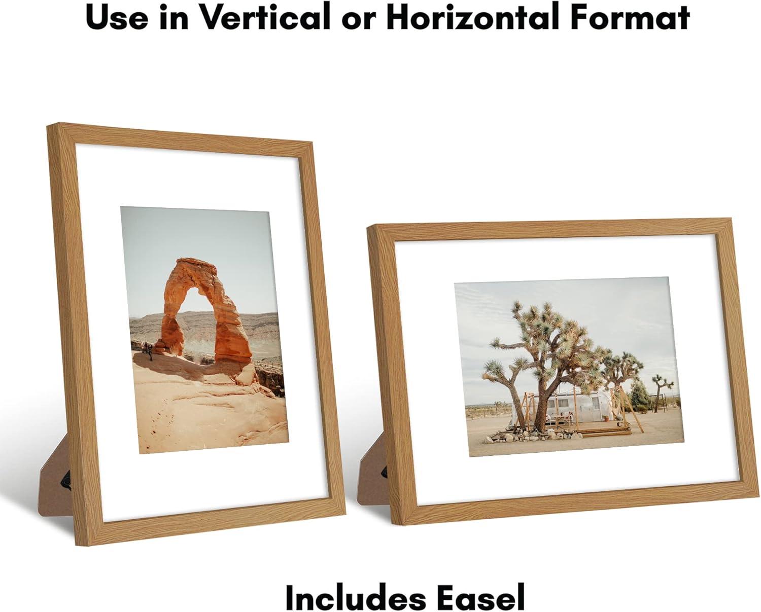 Americanflat 9x12 Picture Frame in Oak - Displays 6x8 With Mat and 9x12 Without Mat - Composite Wood with Shatter Resistant Glass