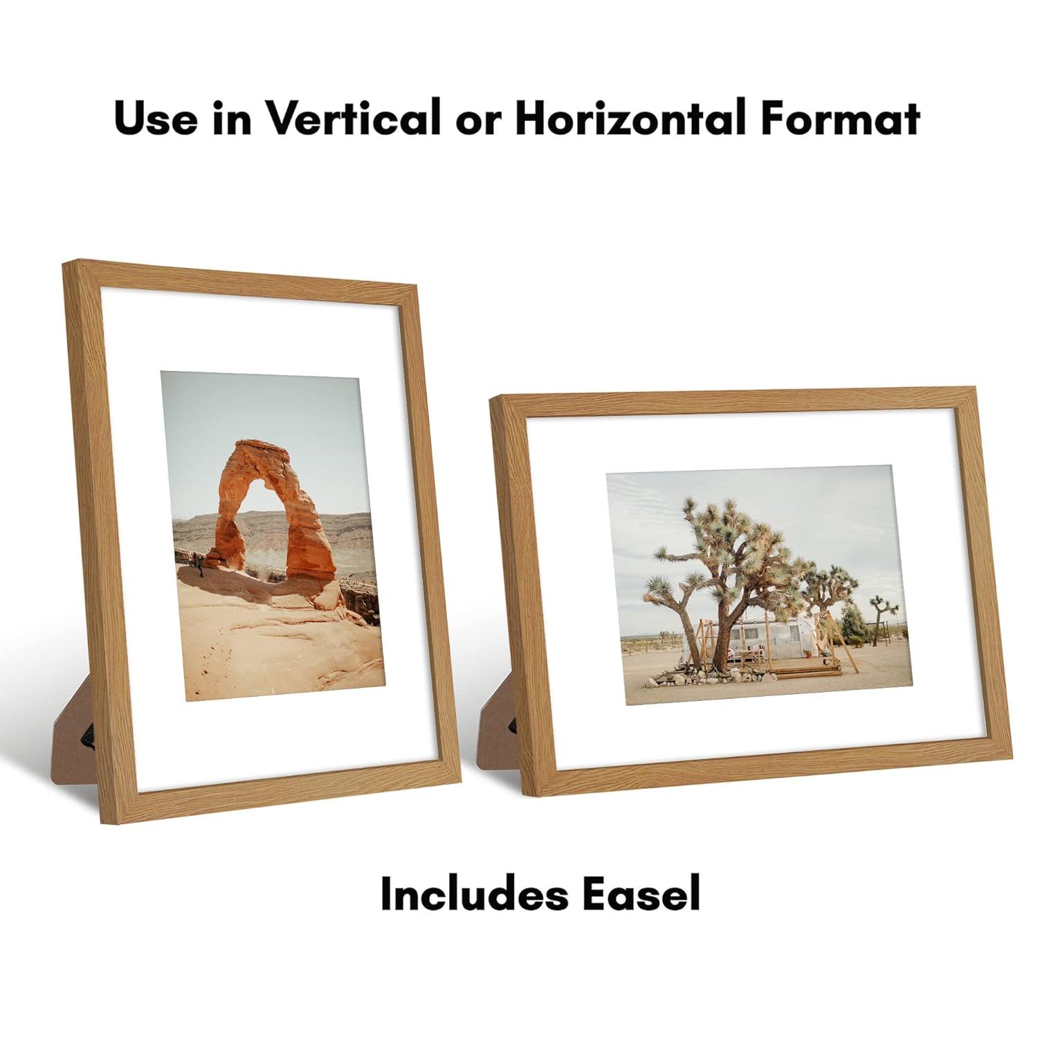 Americanflat 9x12 Picture Frame in Oak - Displays 6x8 With Mat and 9x12 Without Mat - Composite Wood with Shatter Resistant Glass