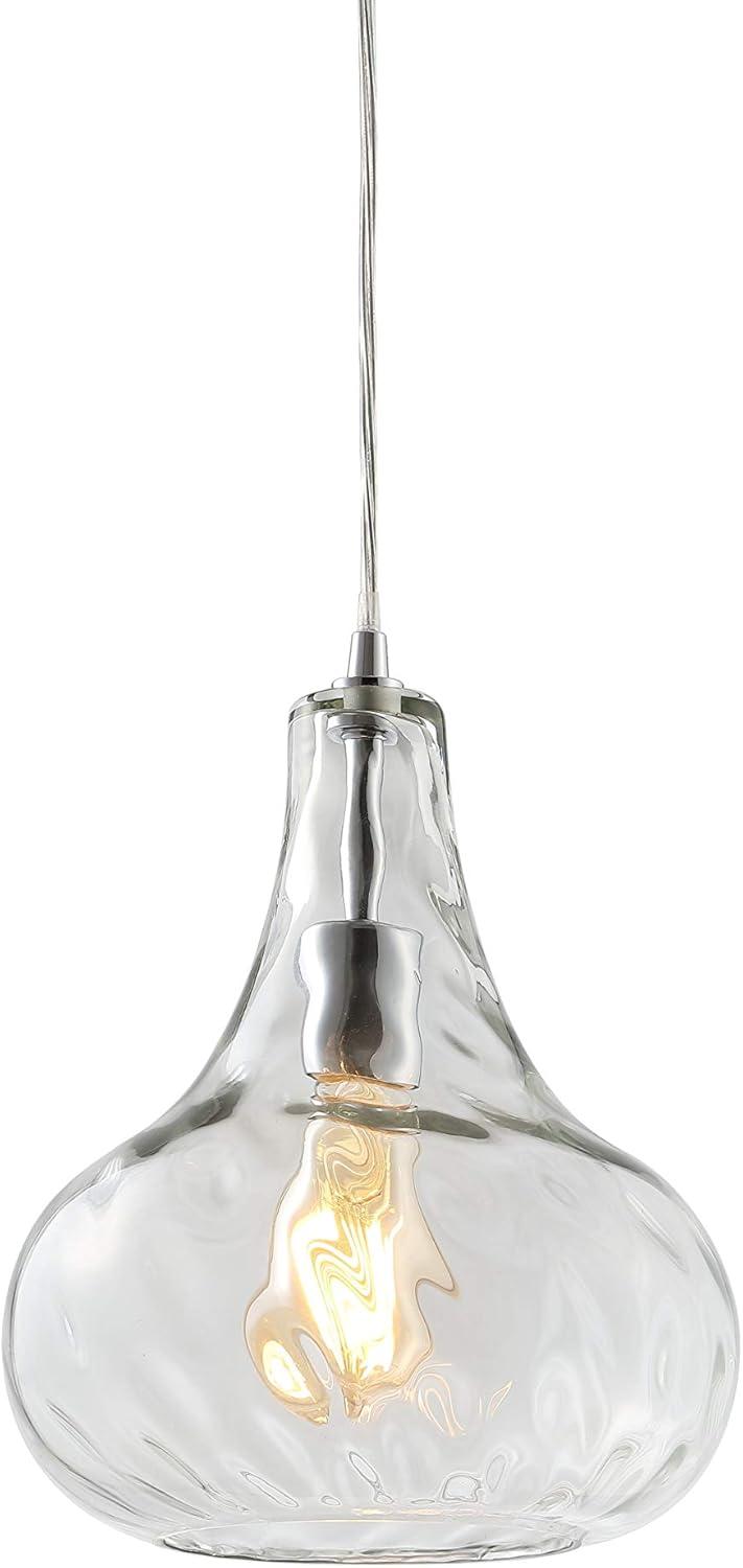 Ferano 9" Adjustable Metal/Glass LED Pendant, Chrome