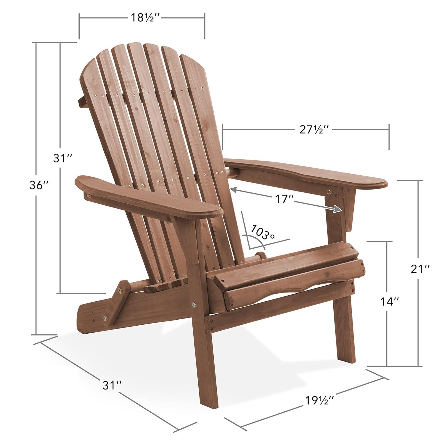 Casafield Folding Wooden Adirondack Chair, Pre-Assembled Backrest