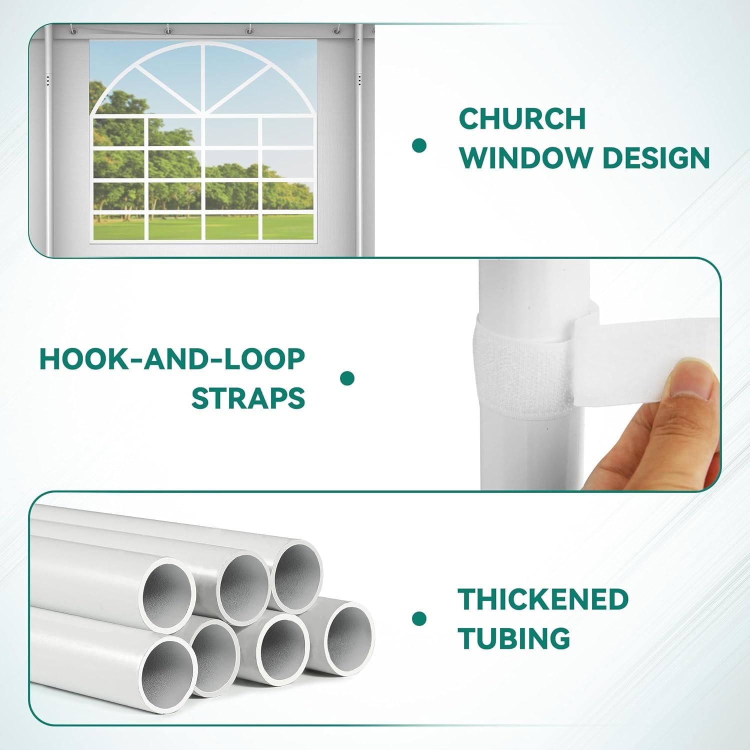 Dextrus 16x32FT Party Tent Heavy Duty PVC Wedding Event Shelters White Upgraded Galvanized Ripple Canopy with Large Roof Removable Sidewalls & 3 Storage Bags 600D Oxford Commercial