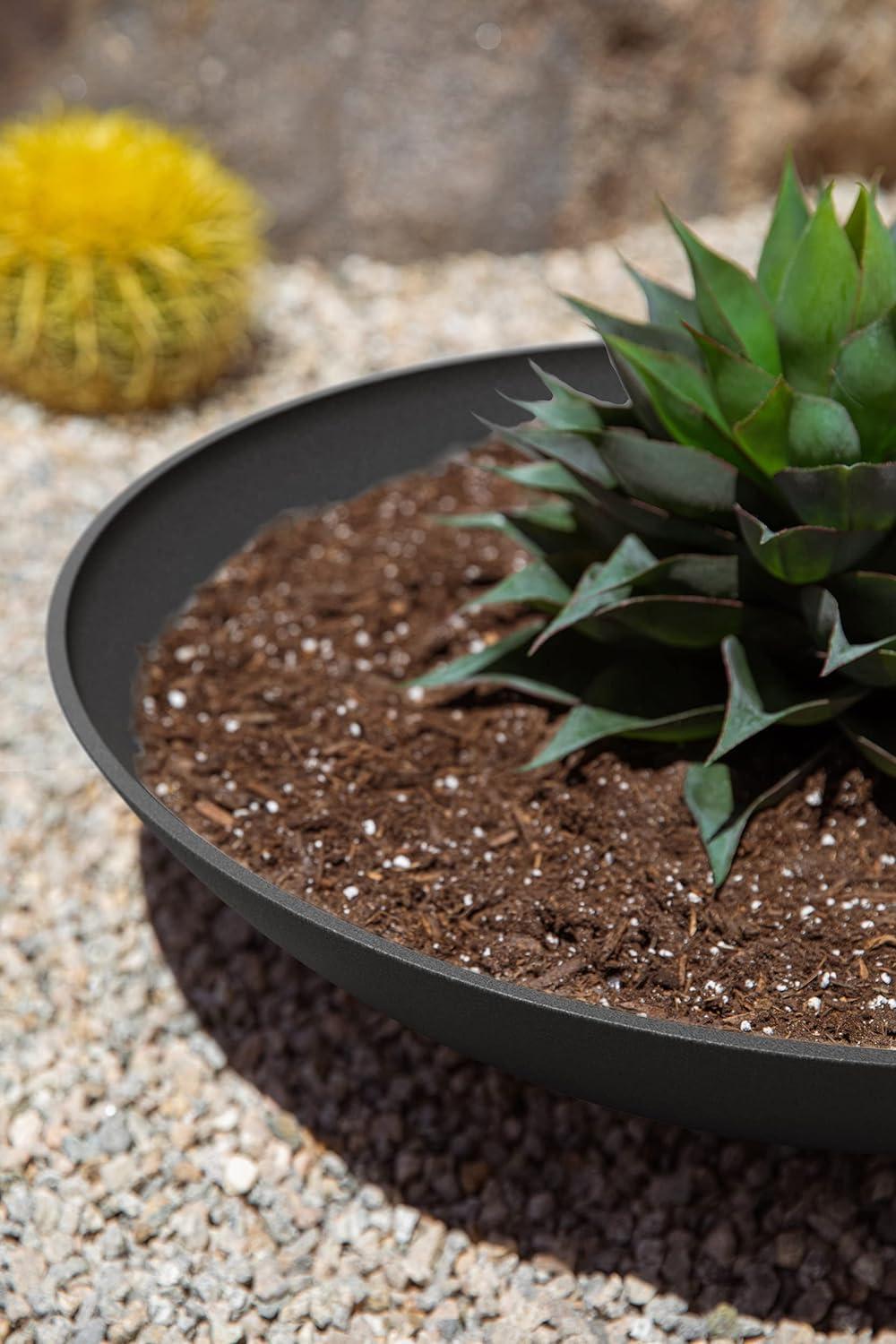 Veradek Mason Series Lane Bowl 24" Plastic-Stone Planter 2-Pack Black