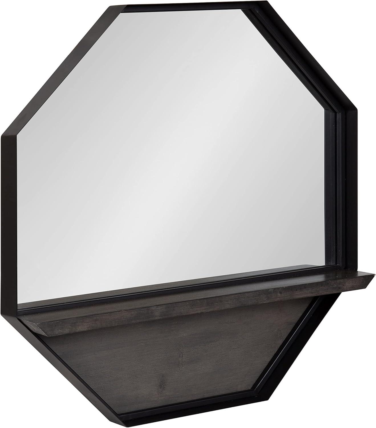 Kate and Laurel Owing Octagon Wall Shelf Mirror, 24x24, Gray