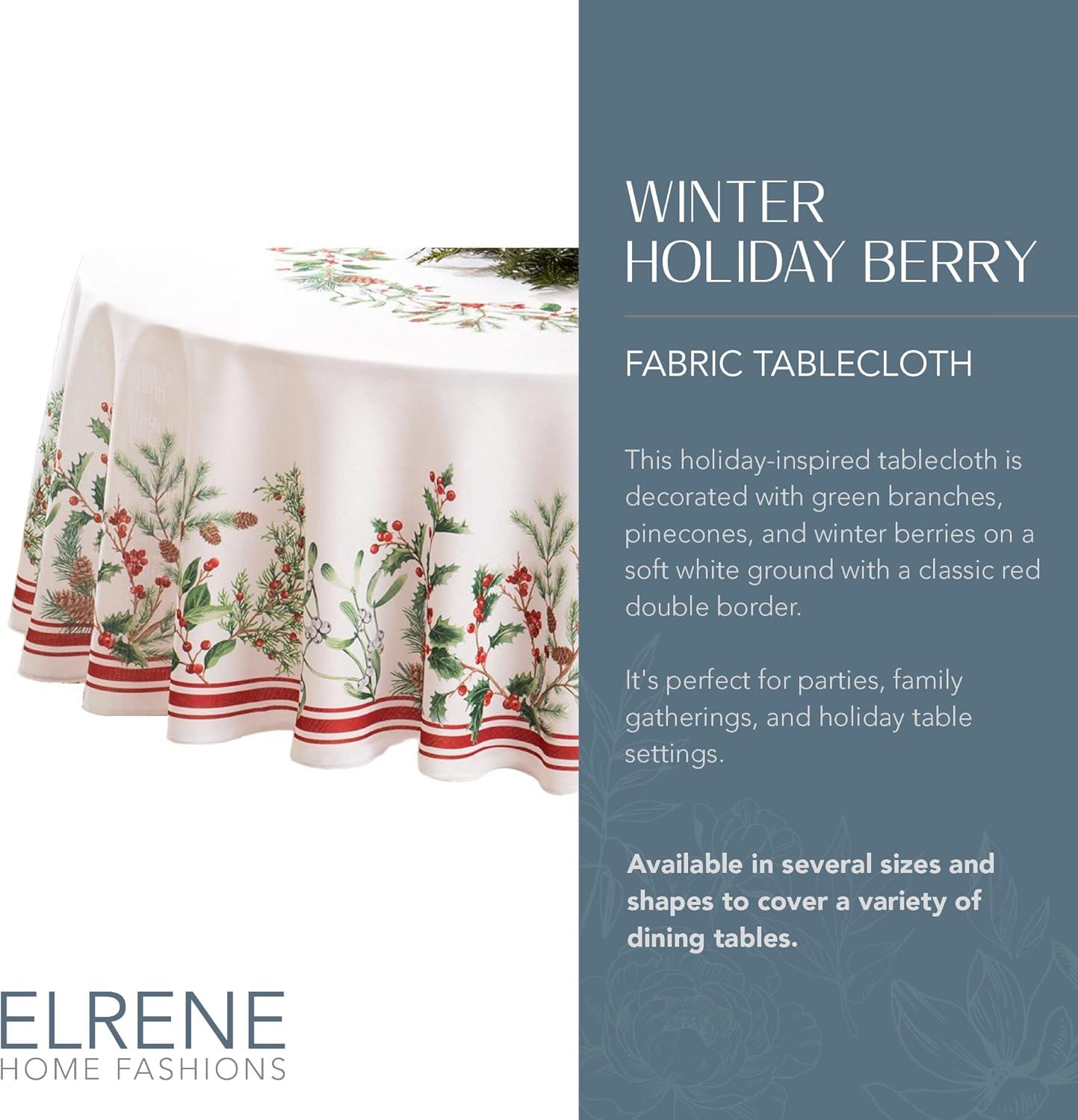 Elrene Winter Holiday Berry Tablecloth - Elrene Home Fashions