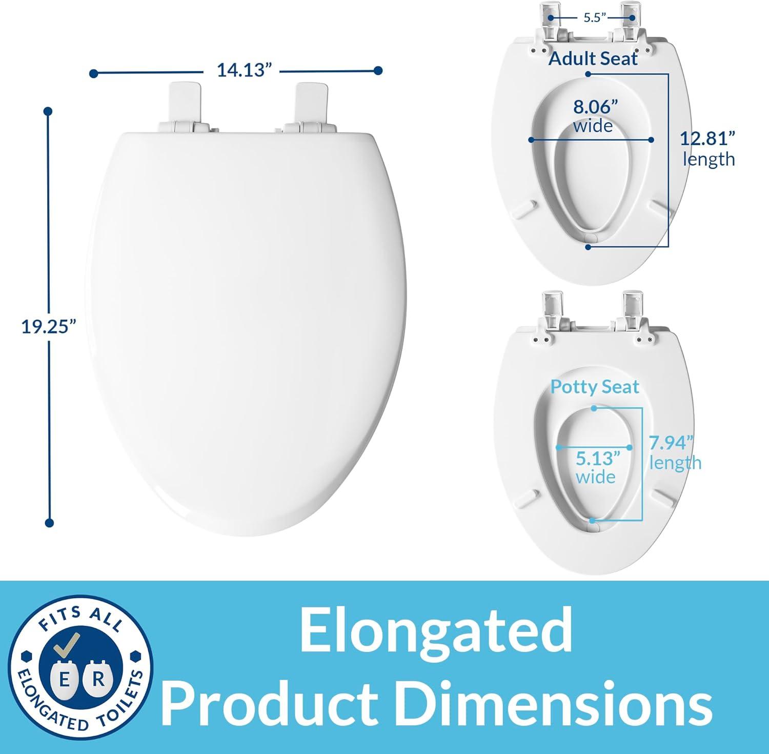 Mayfair NextStep2 Toilet Seat with Built-In Toddler Potty Training Seat, Slow Close, Easy Clean, Magnetic Removable Kids Seat, ELONGATED, Bone