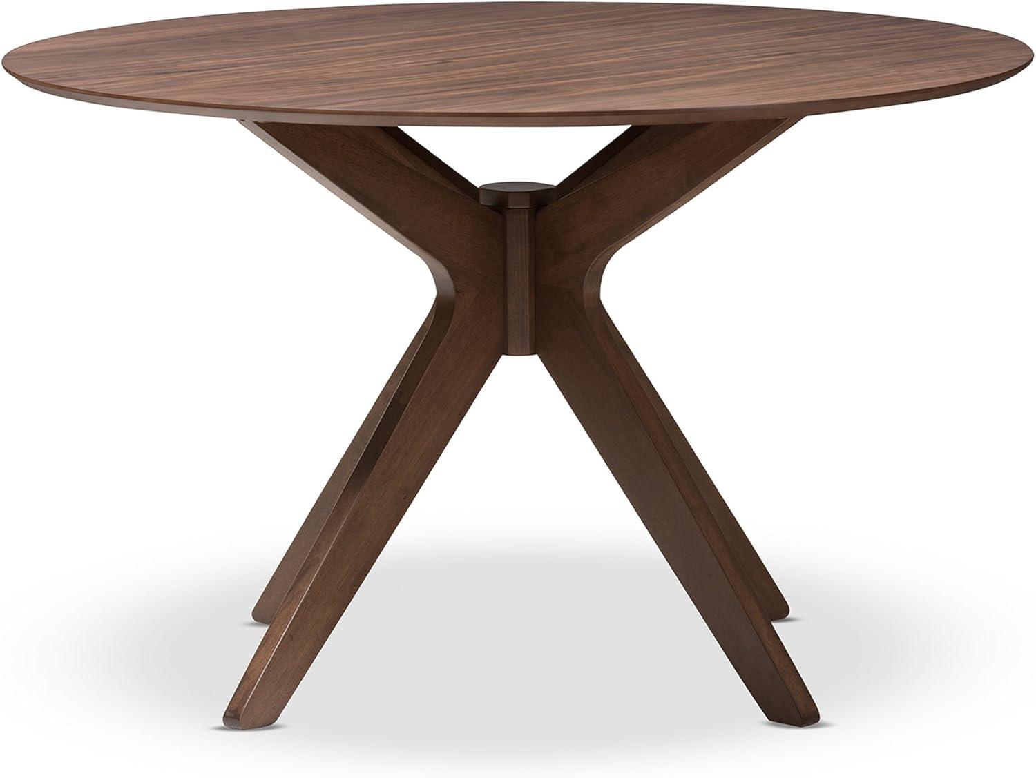 Baxton Studio Monte Mid-Century Modern Wood Finish 47" Round Dining Table Walnut Brown: Hardwood, Seats 4